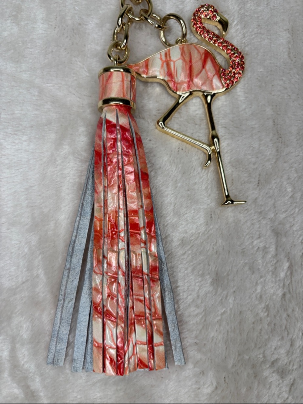 Brahmin Tassel Pink Flamingo Melbourne Keychain - Picture 3 of 8